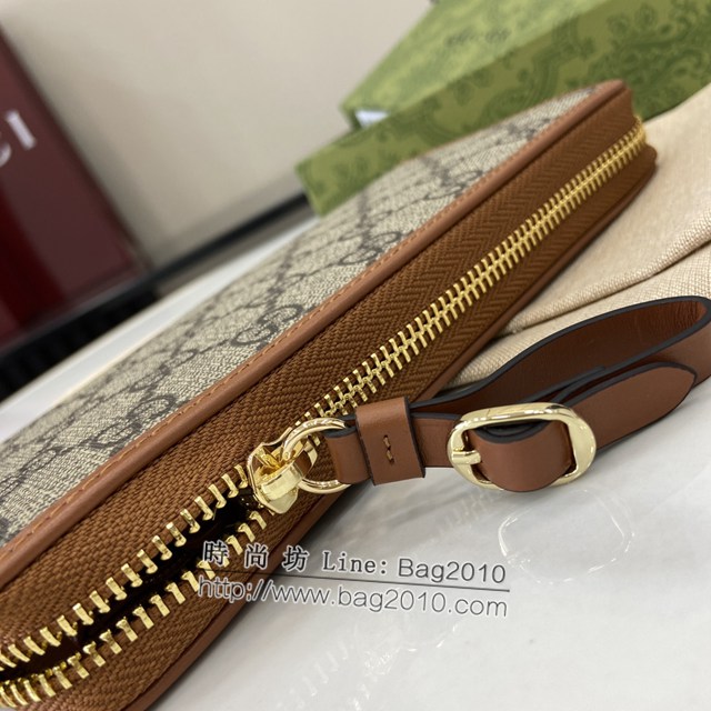 Gucci專櫃古馳最新款Emblem系列拉鏈長夾錢包 jh2410型號：821803